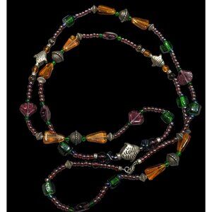 Handmade Glass Beaded Fish Charm Necklace